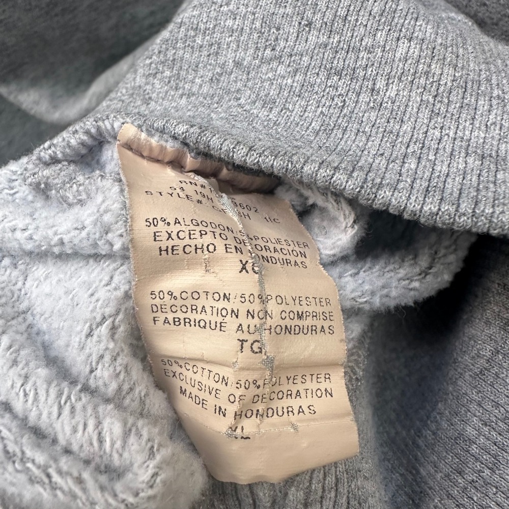 Champion Powerblend Script Logo Crewneck Sweatshirt Gray Pullover Fleece Size XL - Picture 6 of 11